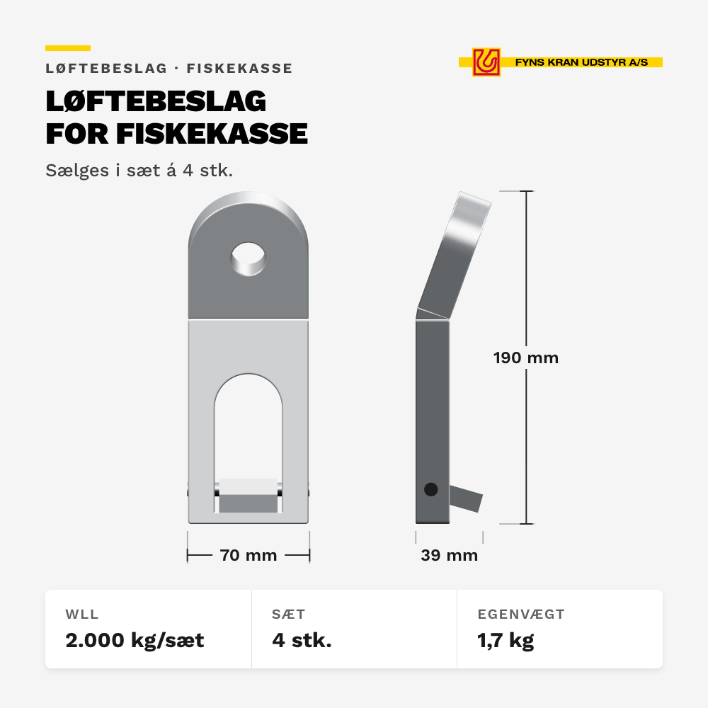 Løftebeslag for fiskekasse AISI 304