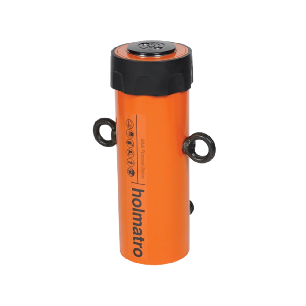 Orange Holmatro cylinder med "Multi Purpose Series" tekst og metaløjer til tunge løft.