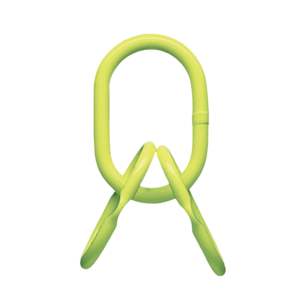 Oval metalring i lys grøn med to mindre forbindelsesringe.