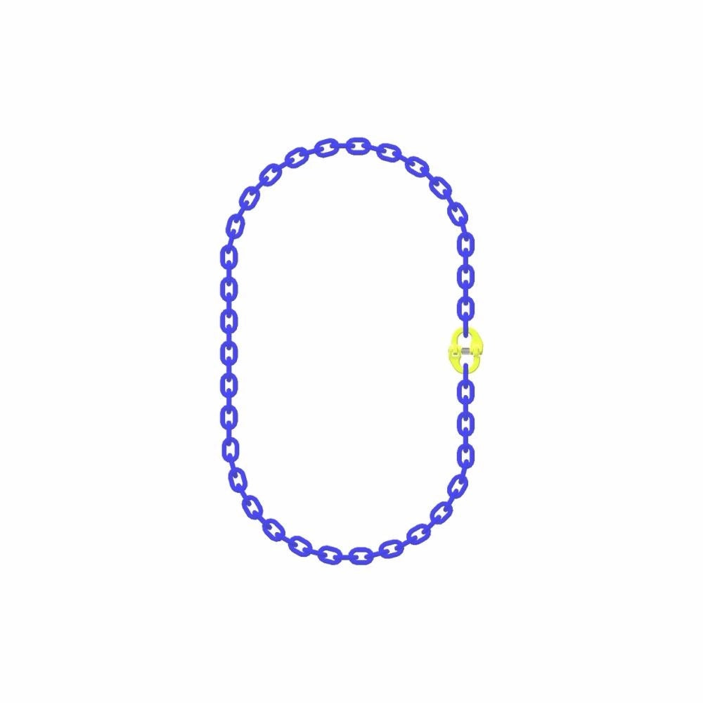 Blå kæde i endeløs loop med gul connector.