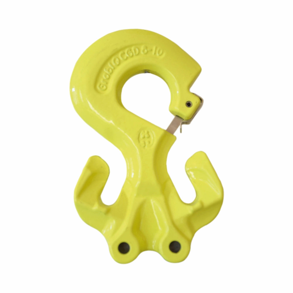 Gul krog med unik form og flere tilslutningspunkter. Teksten "GrabiQ CGD 10-10" er synlig.