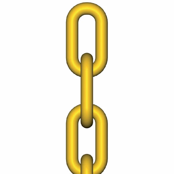 Gul kæde med ovale led, der er sammenkædet lodret.