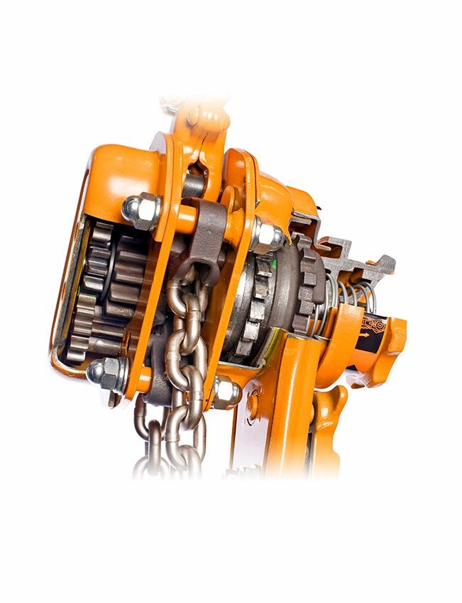 Orange KITO Skraldetalje LB5 med synlige kæde- og gearmekanismer.