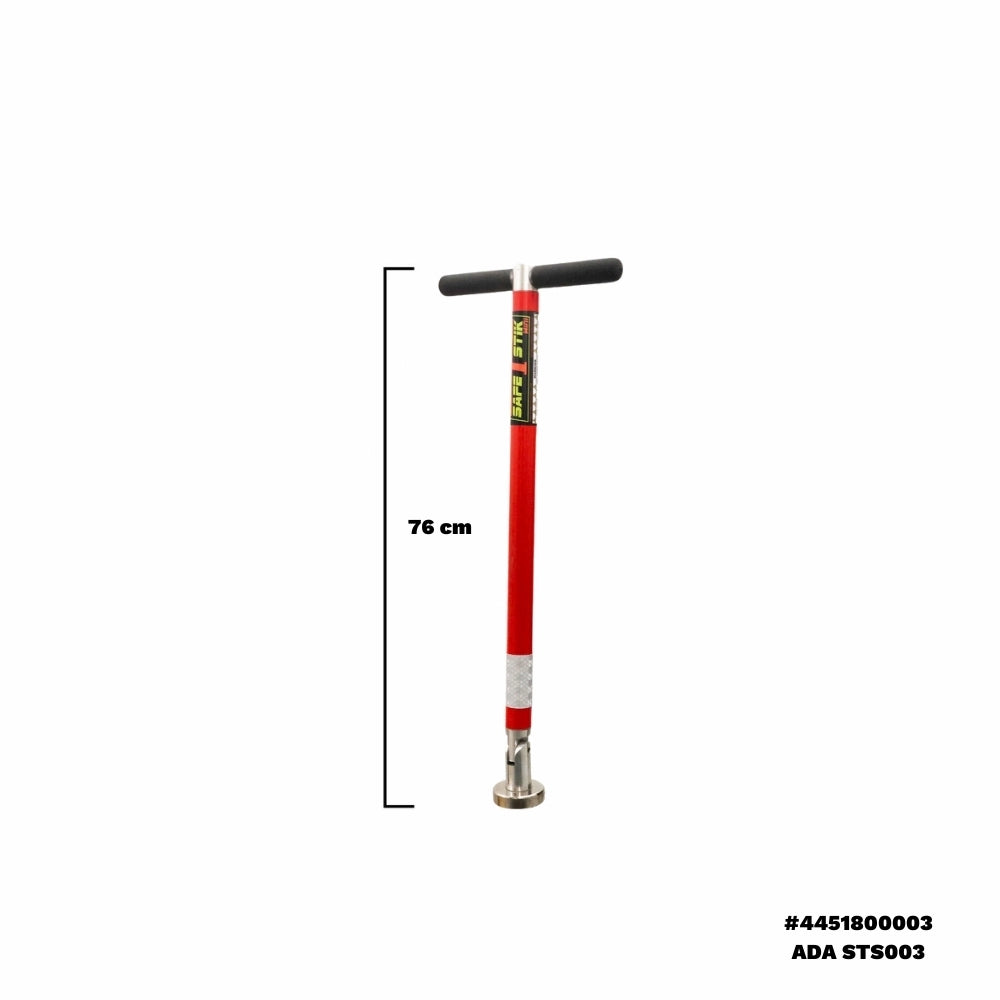 Rød Safe-T-Stik Mini med håndtag og magnetisk base, længde 76 cm.
