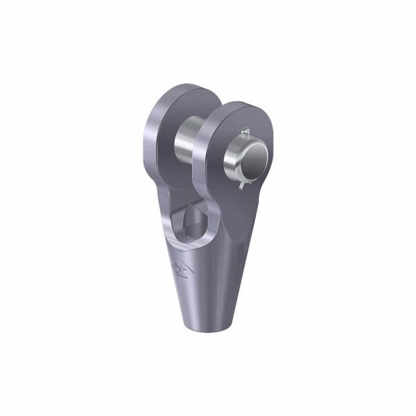 Metalprodukt med glat overflade, bolt i midten og tilspidset design.