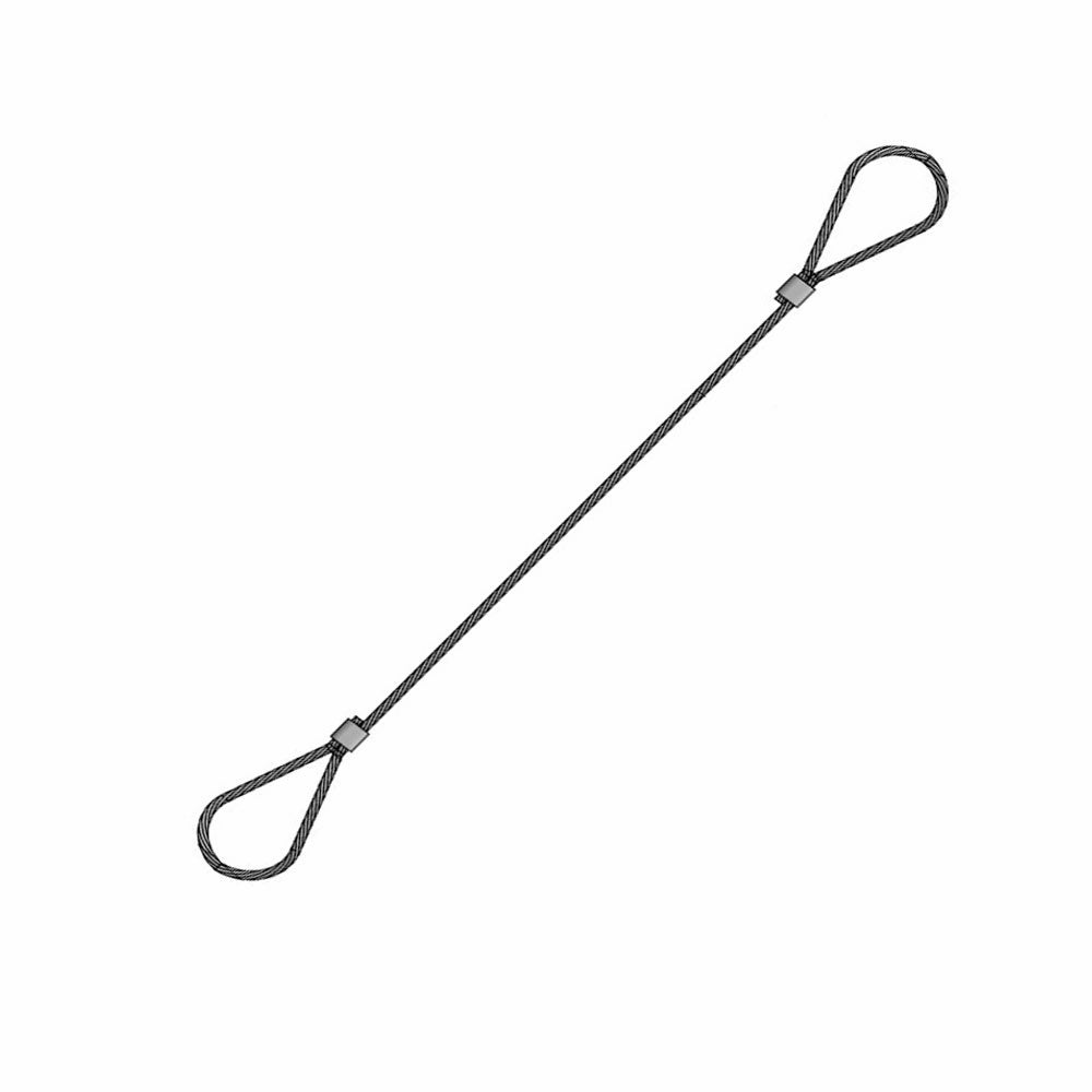 Wirestrop med to løkkeformede øjer i hver ende, forbundet af en wire.