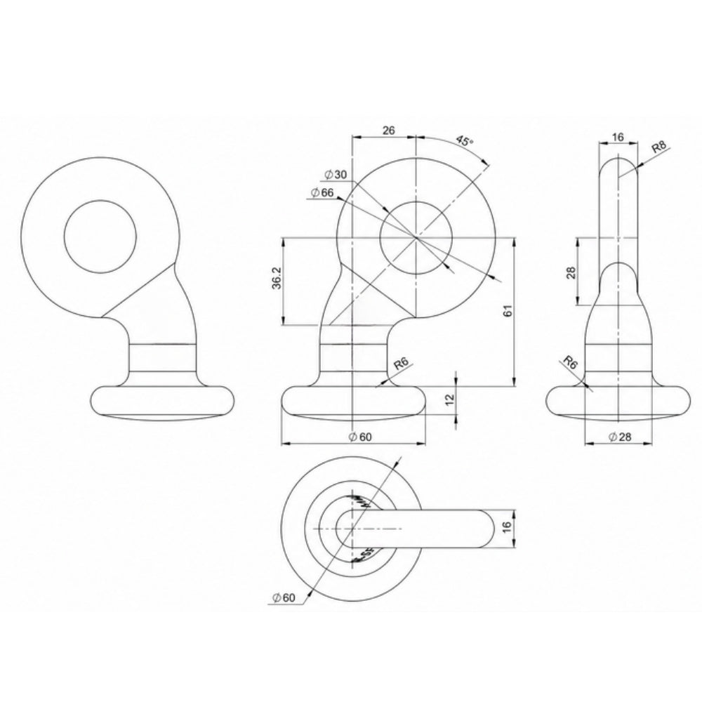 Elefantfod 135 grader m/øje - 20T