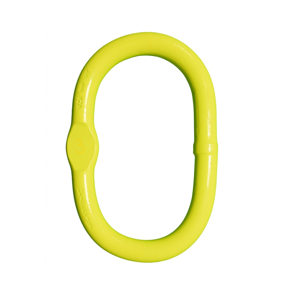 Stærkt gul oval ring med flad sektion, indgraveret "V2" og "3", ensartet tykkelse.