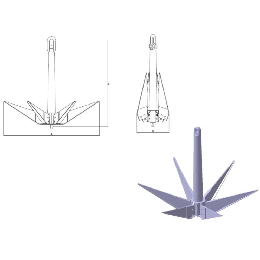 Son of Sammy Folding med tekniske tegninger og 3D-gengivelse af foldemekanisme og fligedesign.