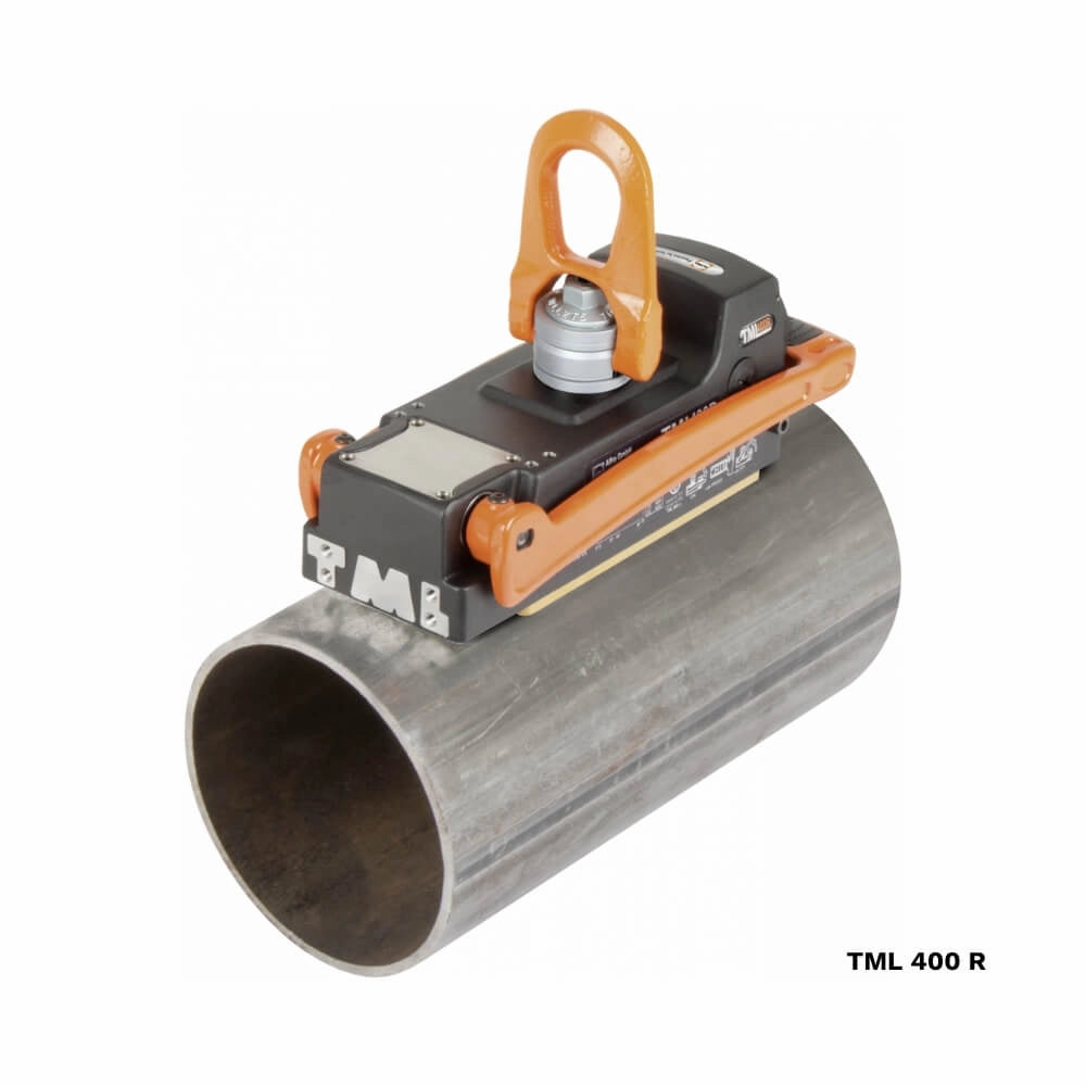 ALFRA TML 400 R rørmagnet med orange øje monteret på et metalrør.