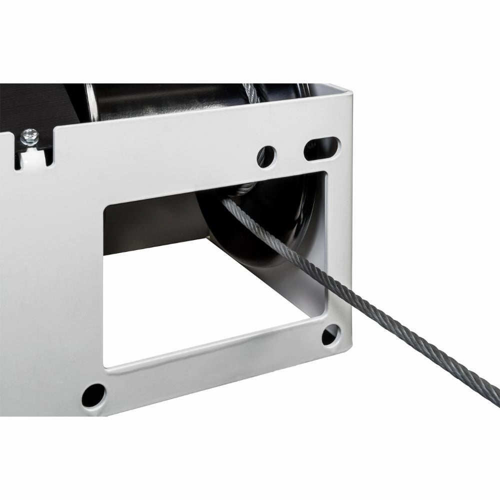 Nærbillede af Gebuwin håndspil i metal med stålkabel, kapacitet 1000 kg.