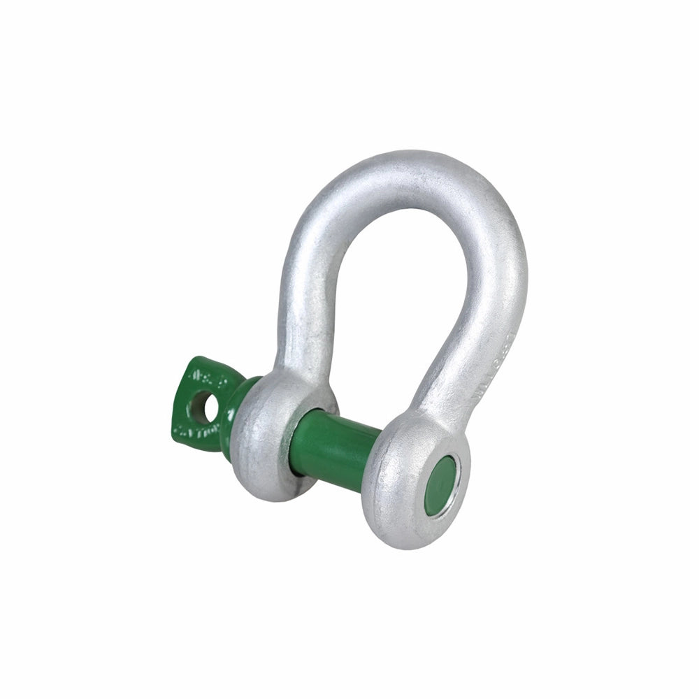 Sølvfarvet sjækel med grøn pind i bueformet design, Green Pin Sjækel G-4161 kl.2 - 9.50T.