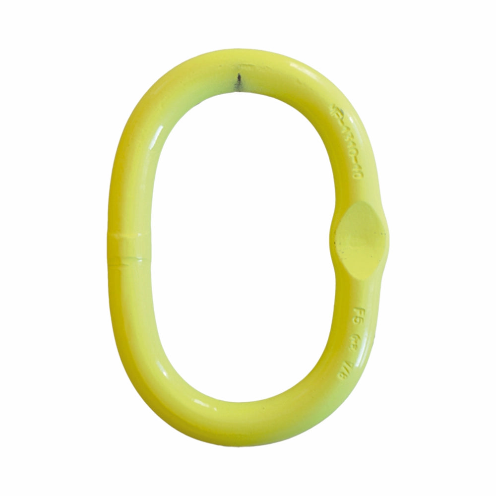 Gul oval ring, Gunnebo Ovalring GrabiQ MF 6-10, med glat overflade og indgraveret tekst.