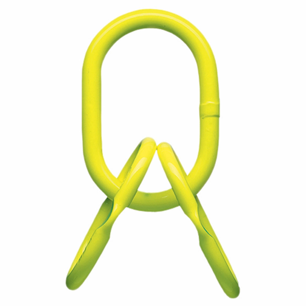 Gul metalring til løft med trekantet konfiguration, robust design til tungt brug.