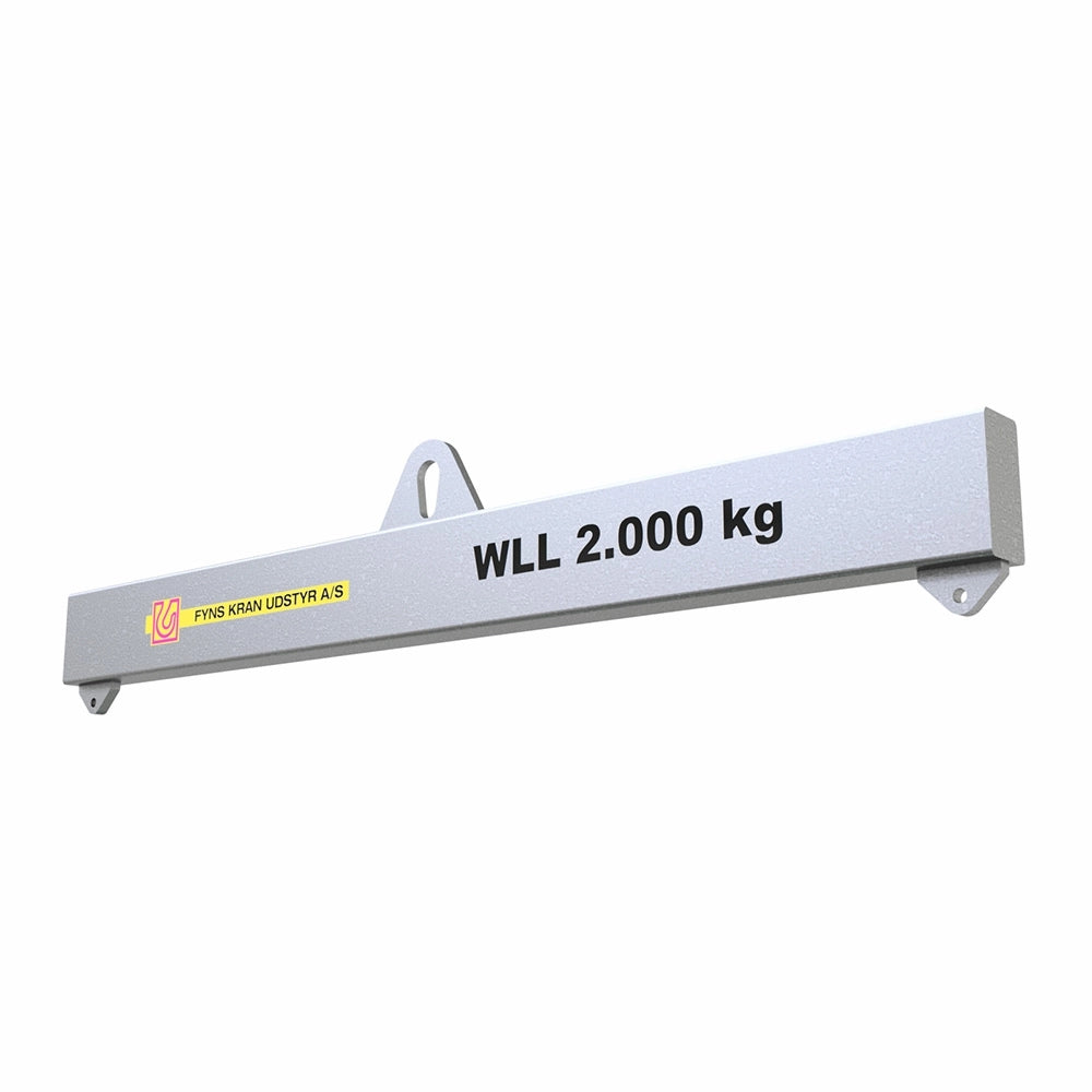 Gråt løfteåg med teksten "WLL 2.000 kg" og logo fra Fyns Kran Udstyr A/S.