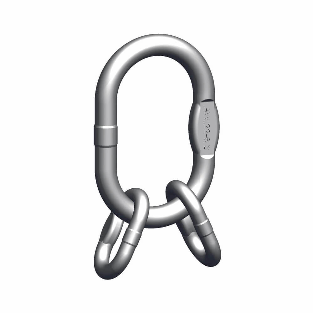 Metal-ledsæt med stor oval ring "VWI 22-8" og to mindre ringe fastgjort til den store ring.