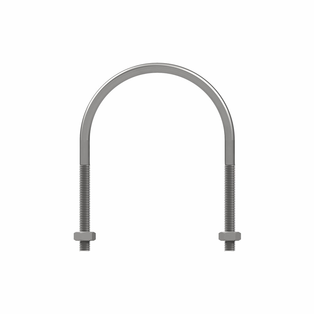 U-bøjle med to gevindender og møtrikker, U-formet design, 62mm bred og M10 størrelse.