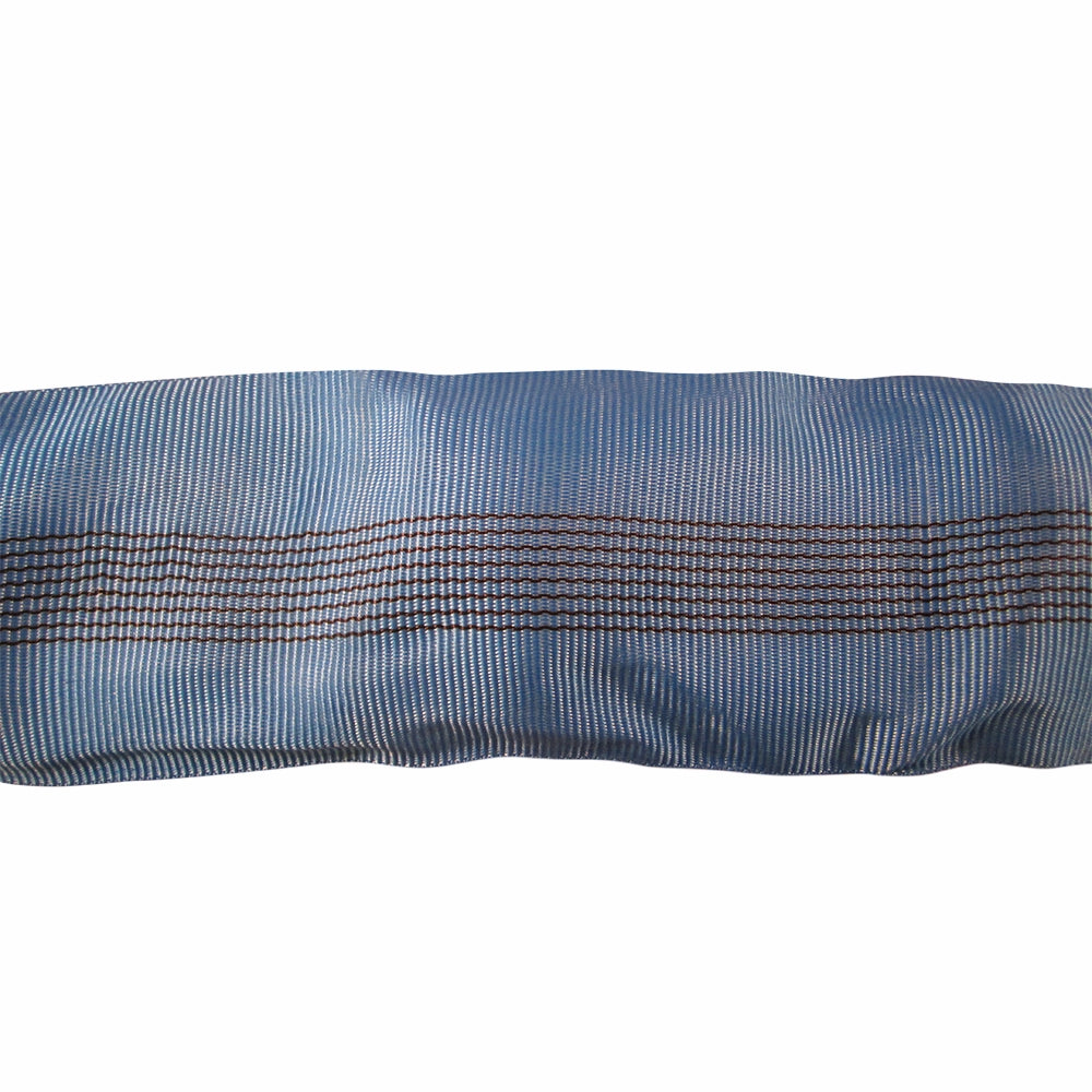 Blå rundsling af vævet materiale med sorte linjer og tekst, WLL 8000 kg.