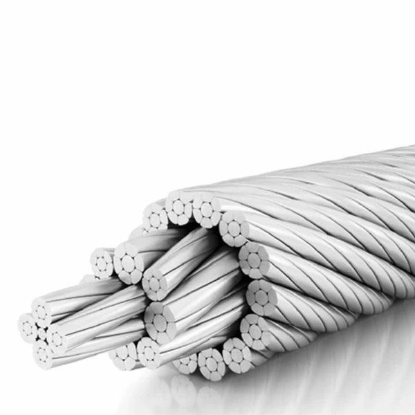 Kabel med mange snoede tråde i en cirkulær struktur, synlig i tværsnit og sidevisning.
