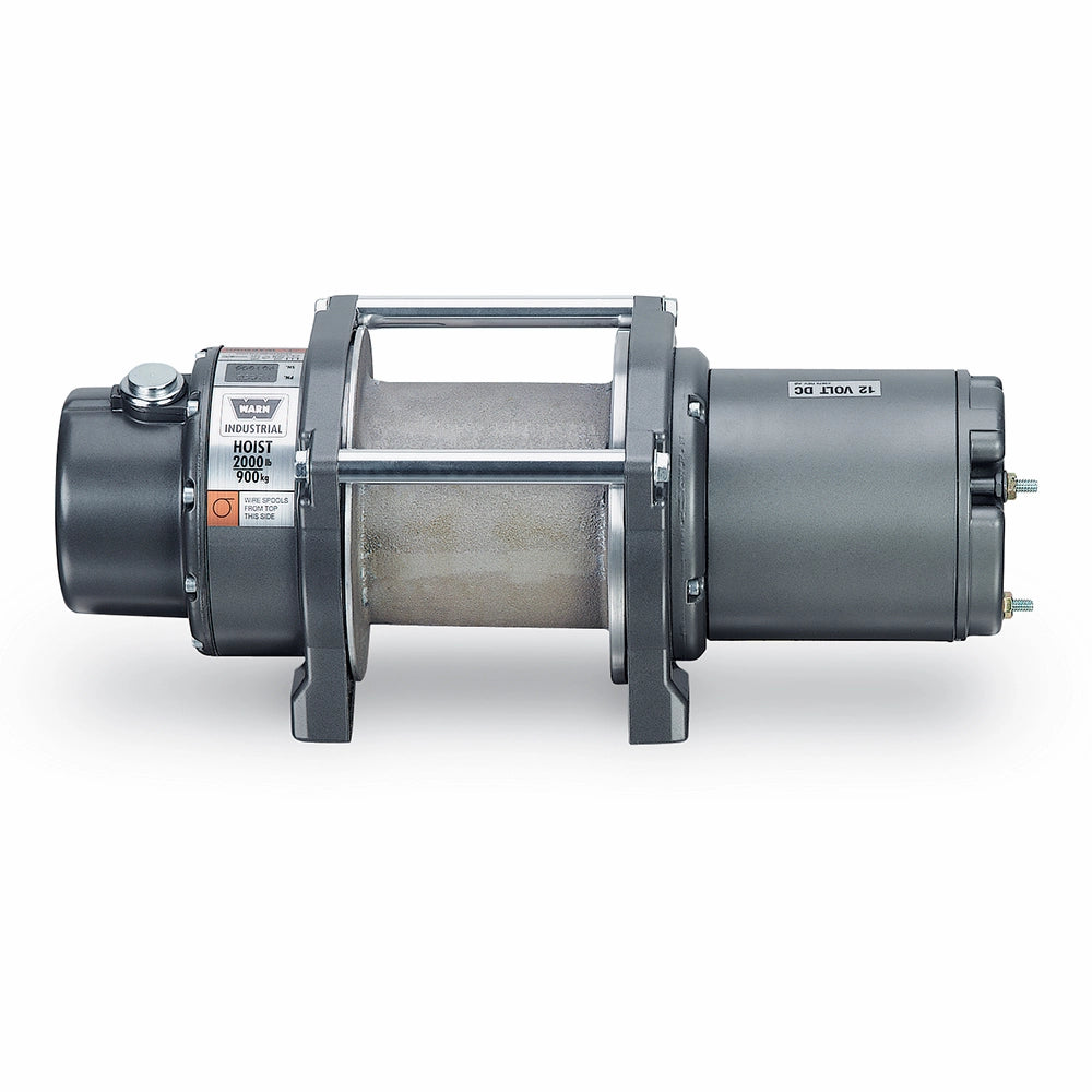 WARN DC2000 hejseværk med 2000 lbs kapacitet, 12V DC, og tromle til kabel.