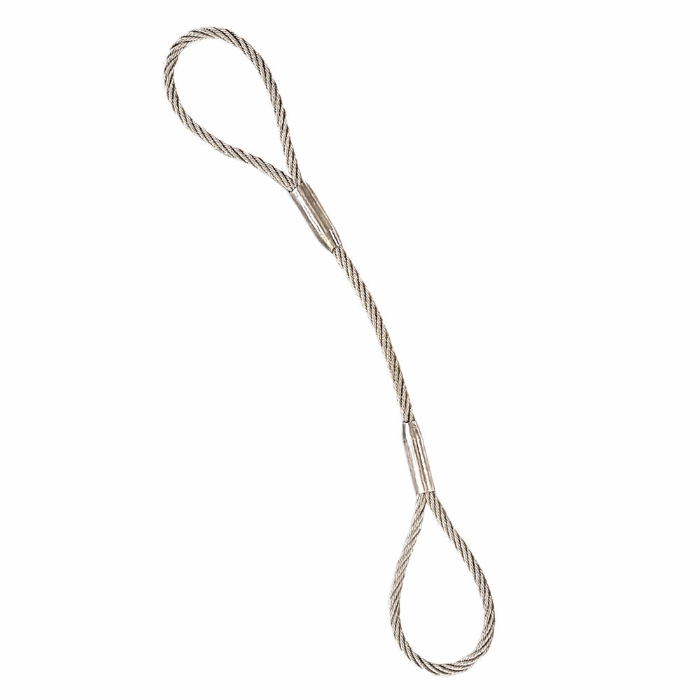 Wirestrop med to løkker og en konisk lås i midten, lavet af metaltråd.